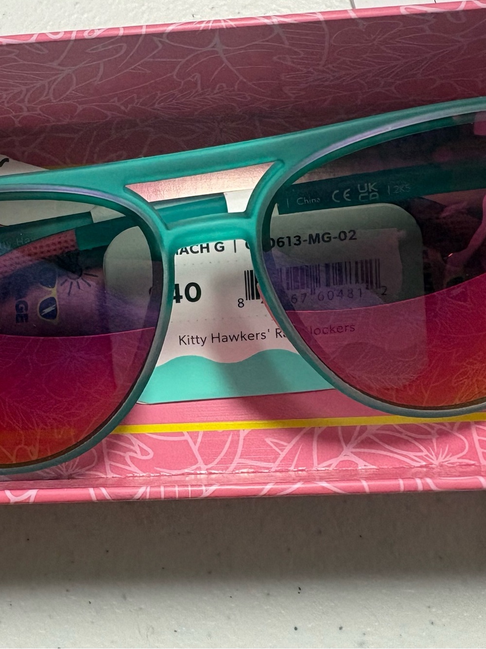Teal & Pink Aviator Sunglasses — "Kitty Hawkers' Ray Blockers," NWT
